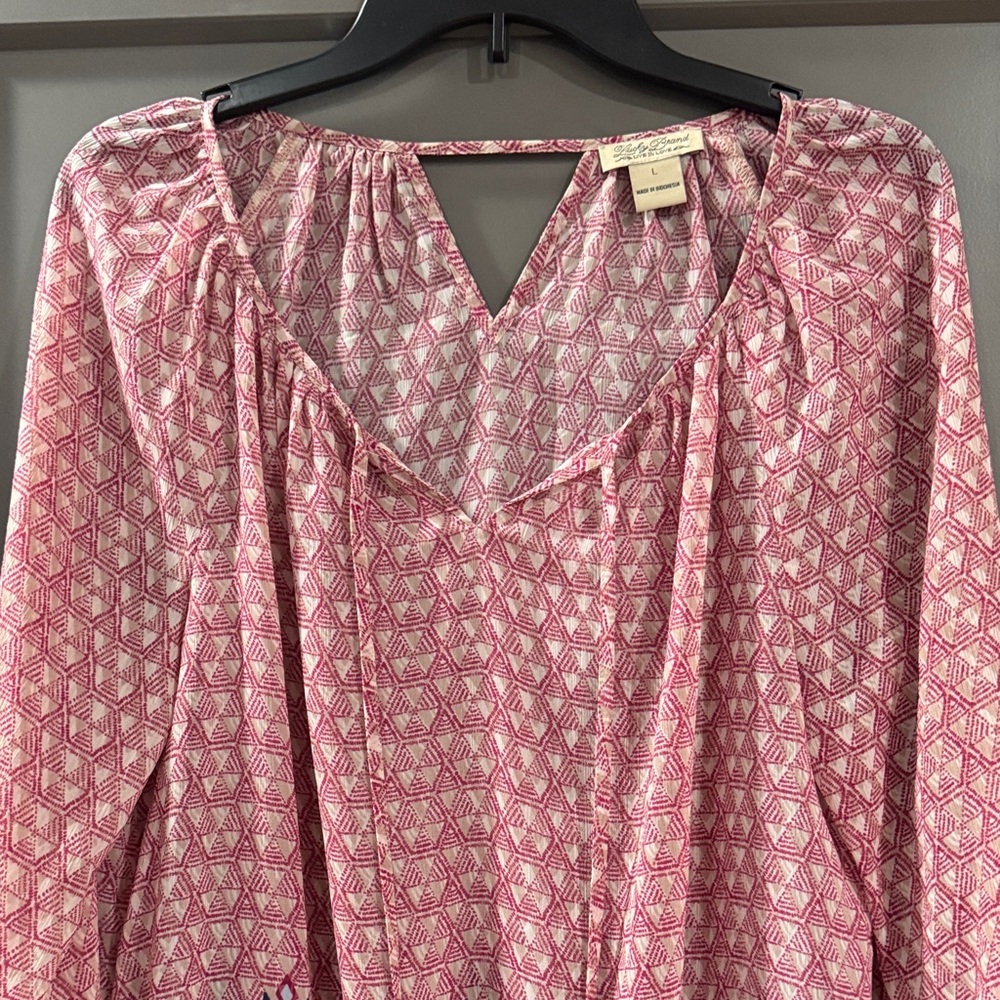 Lucky Brand Pink and Navy Blouse - Picture 2 of 6